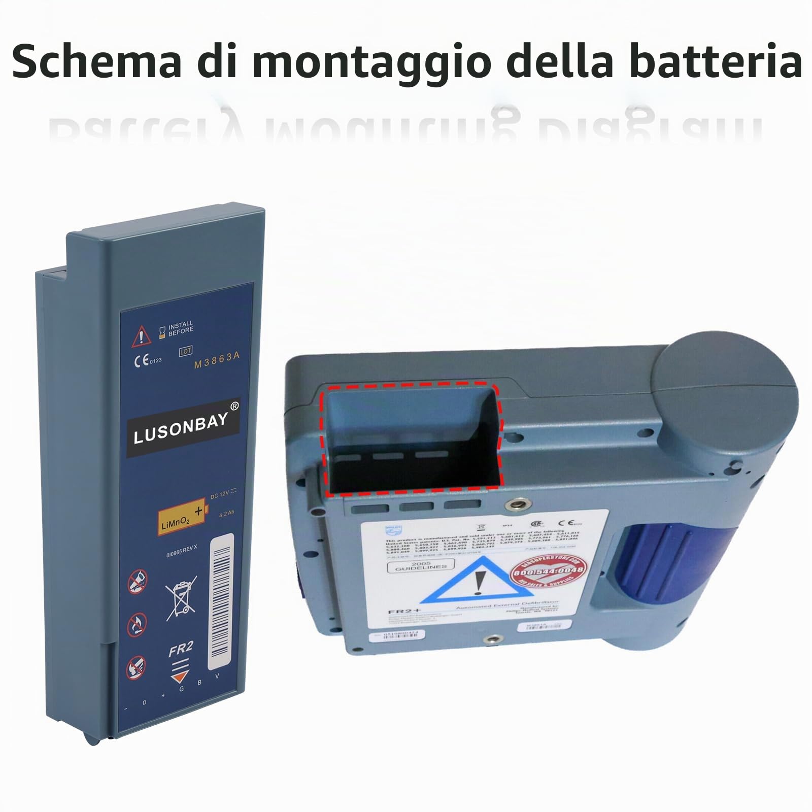 M3-863A Battery Compatible with FR2 AED Defibrillator Battery M3860A M3861A M3840A 12V 4.2Ah 50.4WH