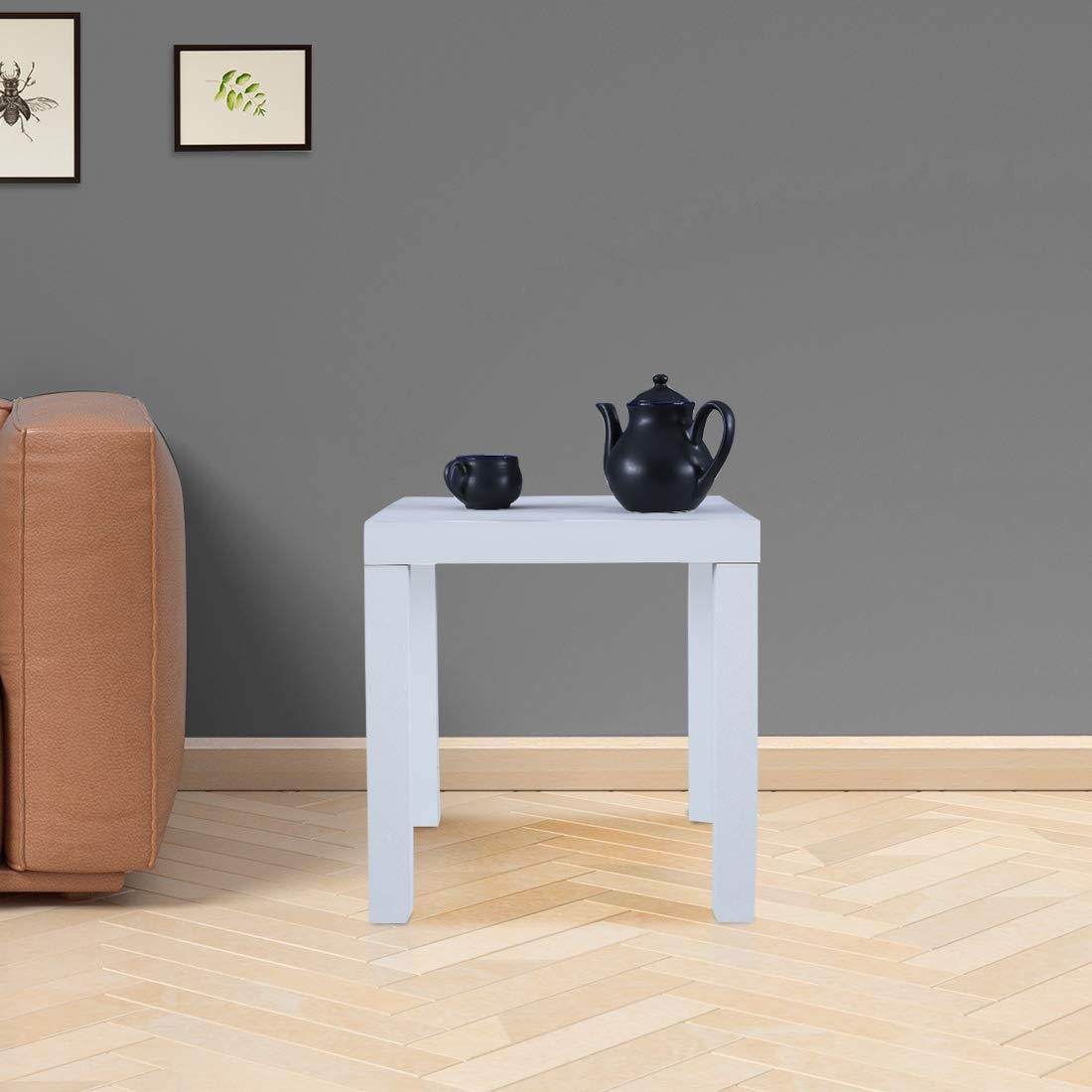 HomeTown Larix Engineered Wood Side Table in Red Color