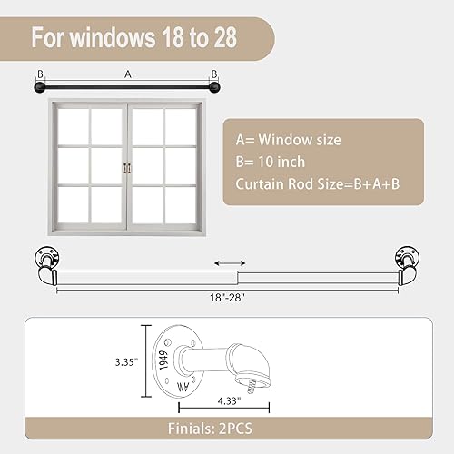 Miniatura 7 de Barra de cortina industrial de 1 pulgada, barras de cortina para ventanas de 18 a 28, barra de cortina envolvente de tubería, barra de cortina para