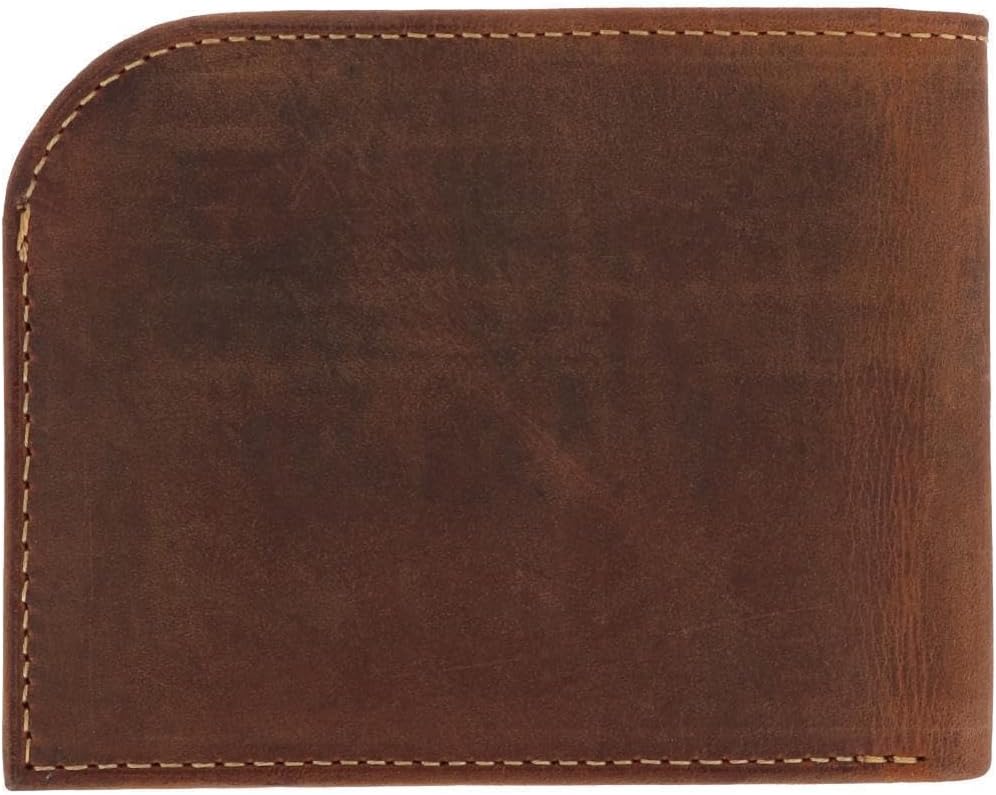 CTM Men's Vintage Hunter Leather Curved Front Pocket Wallet, Charcoal
