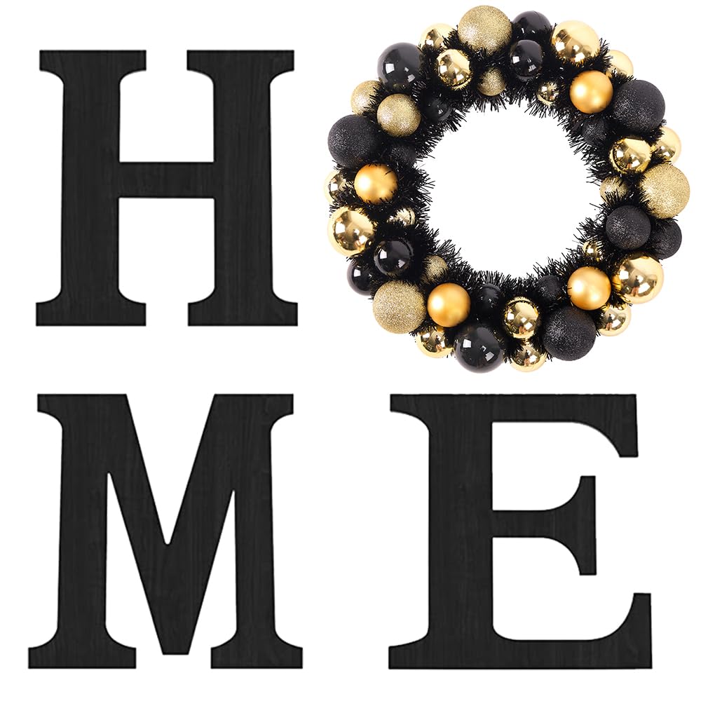 Wooden Home Sign with Artificial Halloween Wreath for O, Hanging Farmhouse Wall House Decor Wood Letters for Wall Art Rustic Home Decor Living Room Kitchen Entryway