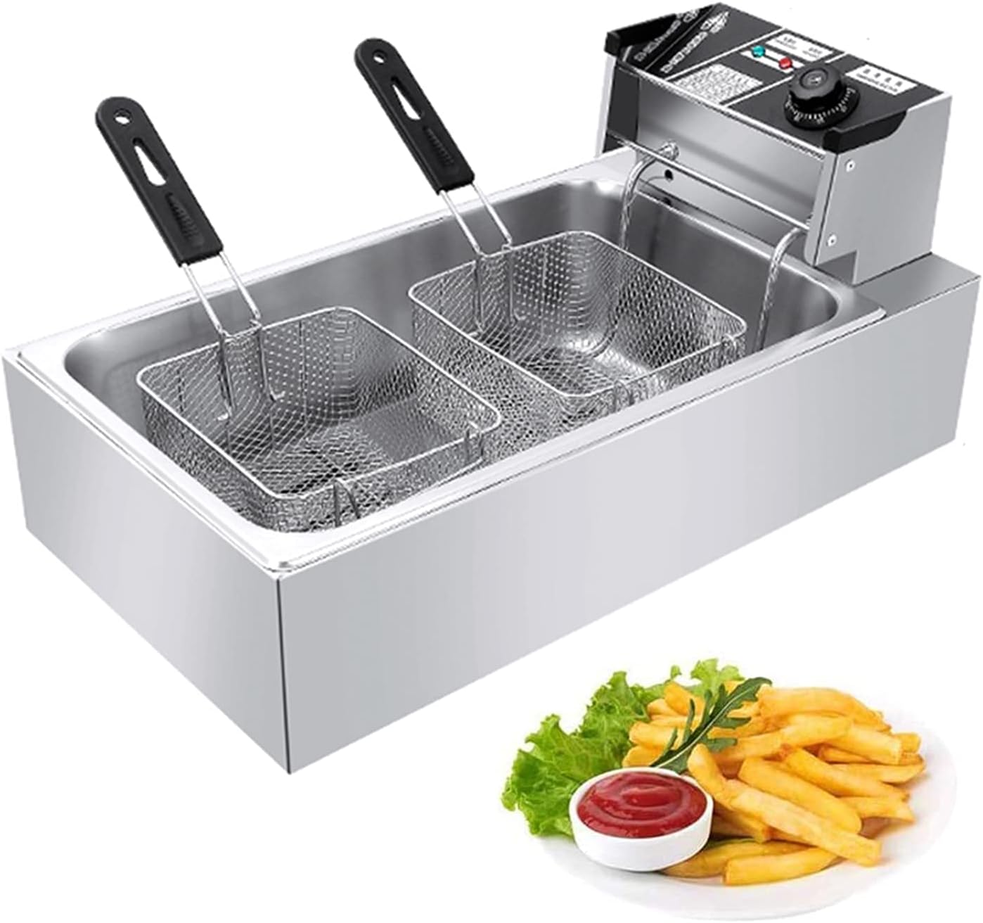 卓上電気フライヤー 揚げ物器 ミニフライヤーステンレス電気フライヤー 60 0 温度調節 揚げバスケット付き 急速加熱 安全で省エネ 業務用 1槽型 2槽型フライヤー 在庫あり