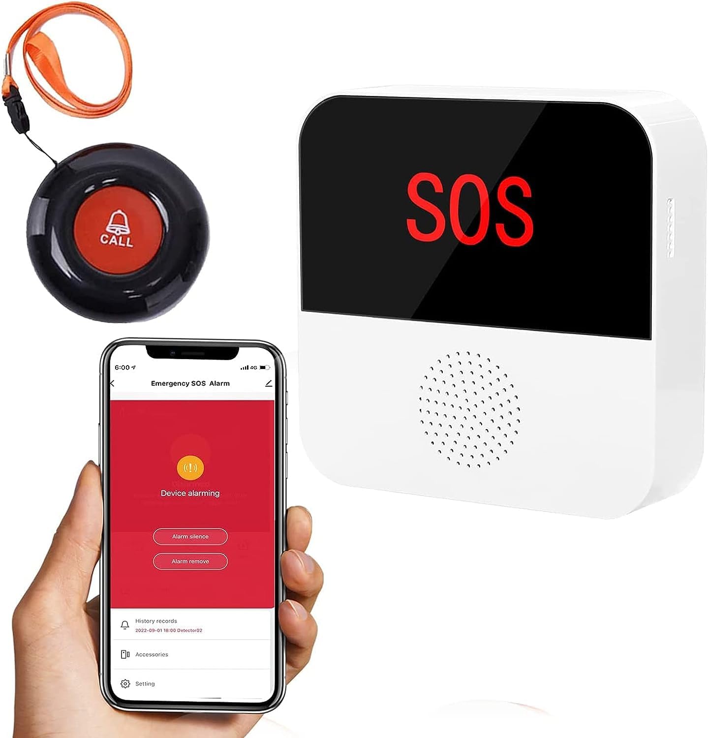 ChunHee Tuya Wifi Smart Wireless Caregiver Pager Call Button System Nurse Calling Alert System for Elderly Patient Seniors Disabled Kids 1 Emergency Panic Button Linked To Phone 1 Receiver