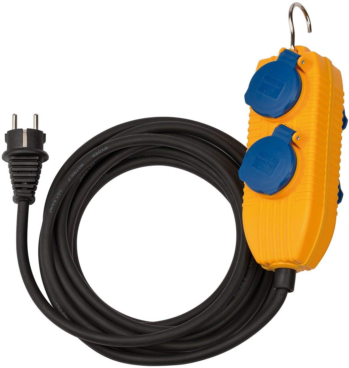 Brennenstuhl Baustellenkabel IP54 mit Powerblock (4-Fach Verlängerung für außen, Aussen-Verteiler mit 5m Kabel) (5m | 3er Pack)