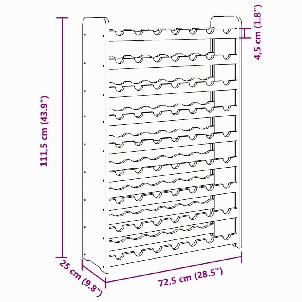 vidaXL Casier à vin 72,5x25x111,5 cm Bois de pin Massif