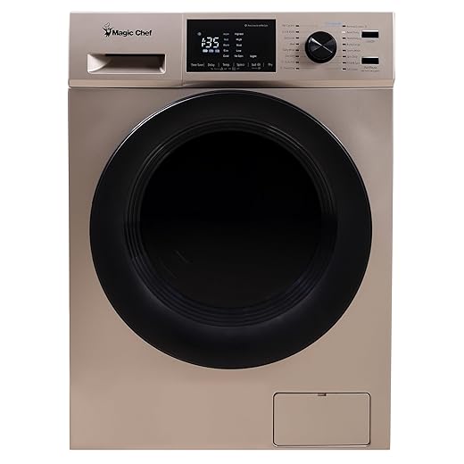 Magic Chef MCSCWD27G5 24 Inch Standalone Front Loading Combination Washer and Dryer with LED Display, 14 Wash Cycles, and Stainless Steel Inner Drum