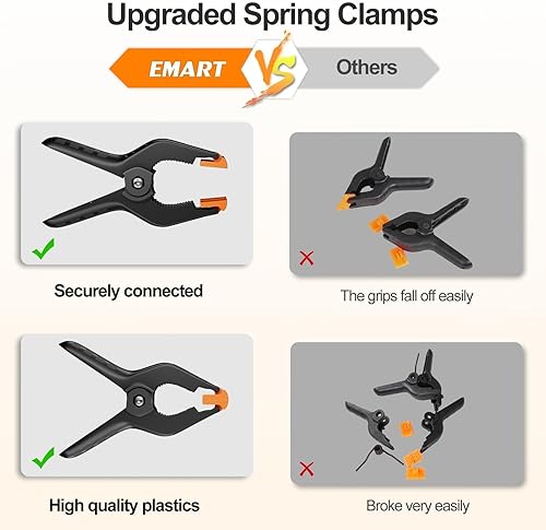 Miniatura 4 de EMART Paquete de 12 abrazaderas de resorte resistentes de plástico de 4.5 pulgadas, abrazaderas profesionales grandes para soporte de telón de negro