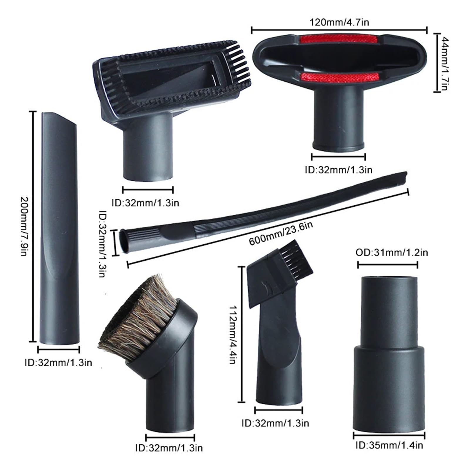 Uniwersalna dysza próżniowa ssąca główka szczoteczki do 32mm 35mm 1 1/4in 1 3/8in akcesoria do odkurzaczy końcówka szczelinowa do rozkładana sofa (Color : HXL2175)