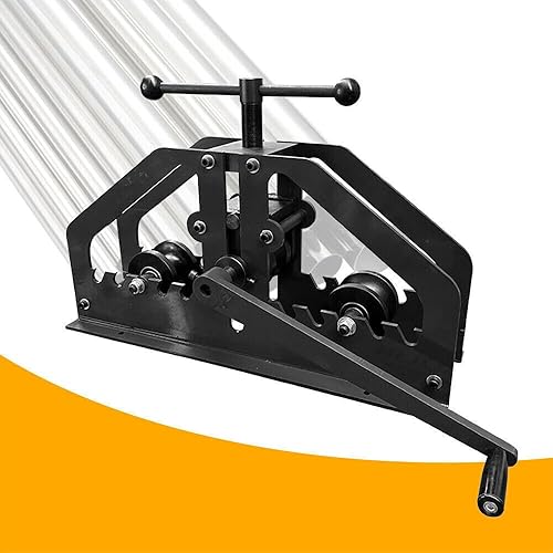 Miniatura 9 de Máquina dobladora manual de tubos de metal, 1-1/4 a 2 pulgadas, estirador de rodillos redondos, juego de doblado de banco retráctil TR-60, tubo