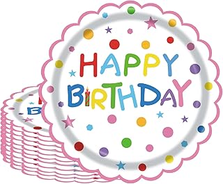 50Pcs Birthday Paper Plates 7inch Party Dessert Plates Supplies Colorful Dinnerware Kit for Wedding,Birthday,Baby Shower Office Party Decorations (multi-colored)