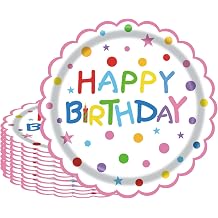 50Pcs Birthday Paper Plates 7inch Party Dessert Plates Supplies Colorful Dinnerware Kit for Wedding,Birthday,Baby Shower Office Party Decorations multi-colored