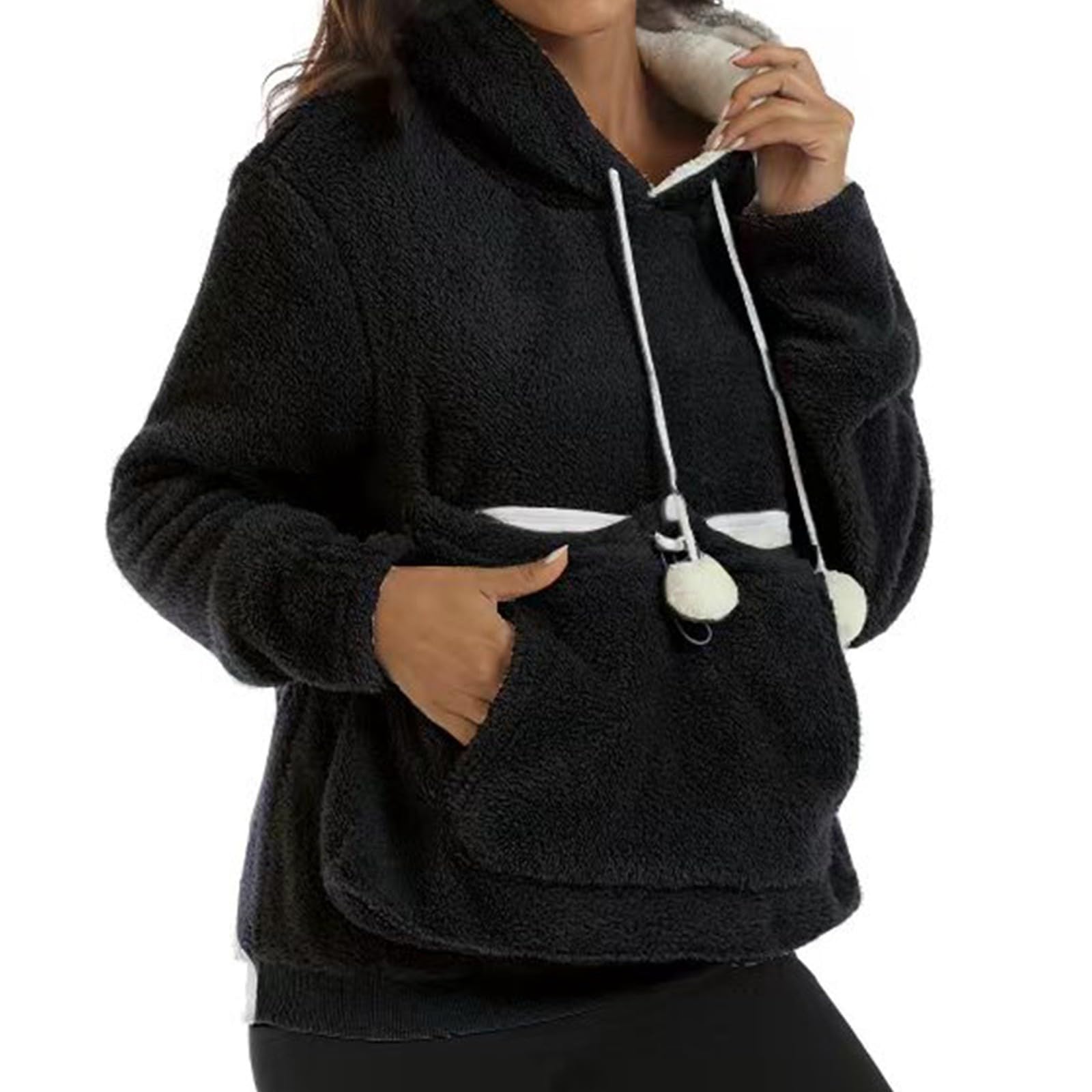 Jersey para mujer con bolsillo para perros, gatos, perro, bolsillo, sudadera con capucha, canguro, bolsillo grande, sudadera con capucha para gatos, perros, mascotas, sudadera de forro polar,