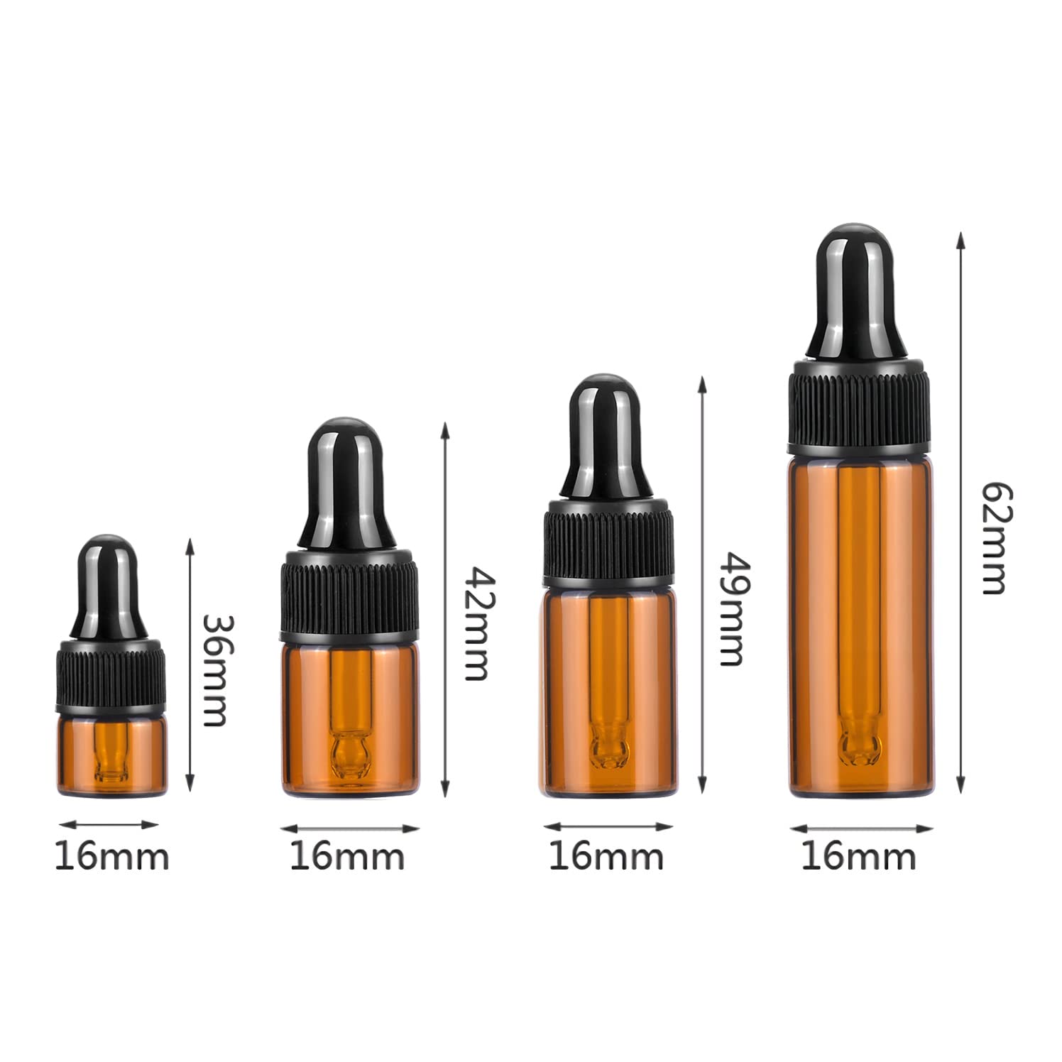 200 Stück 5ml Mini Braunglasflasche mit Pipette Leere Braune Glasflasche Pipettenflasche Klein Probe Glas Tropfflasche für Ätherisches Öl Parfüm Flüssigkeitsflaschen mit Trichter