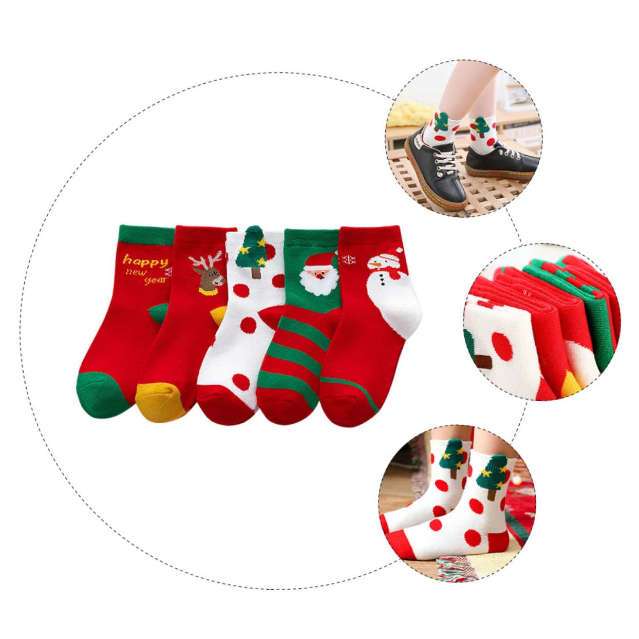 5 Paia Calzini Natalizi Calzini Al Ginocchio Natale Natalizie Da Da Al Polpaccio Invernali Per Decora