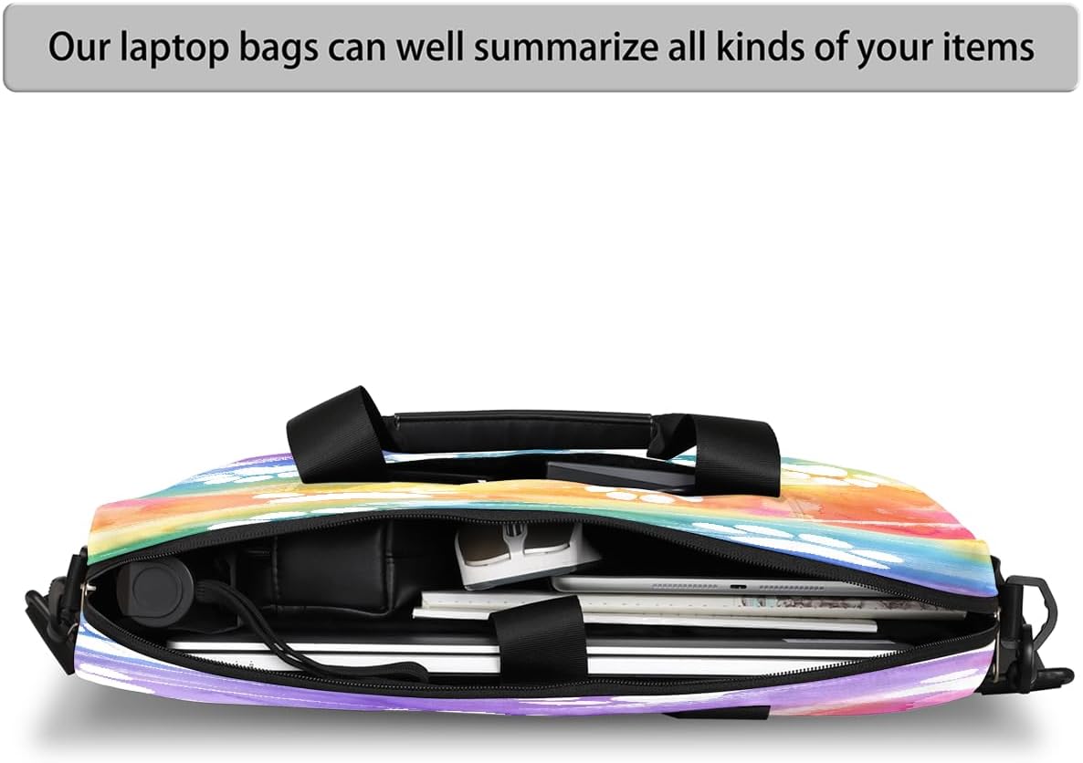 16 Inch Laptop Bag Pink Flowers Watercolor for Women Men Waterproof Computer Carrying Case Handbag Shoulder Briefcase