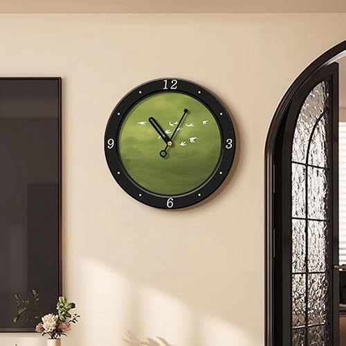 Miniatura 3 de Reloj de pared verde, reloj de pared silencioso reloj redondo decorativo, reloj de cocina para sala de estar, baño, decoración de oficina escolar