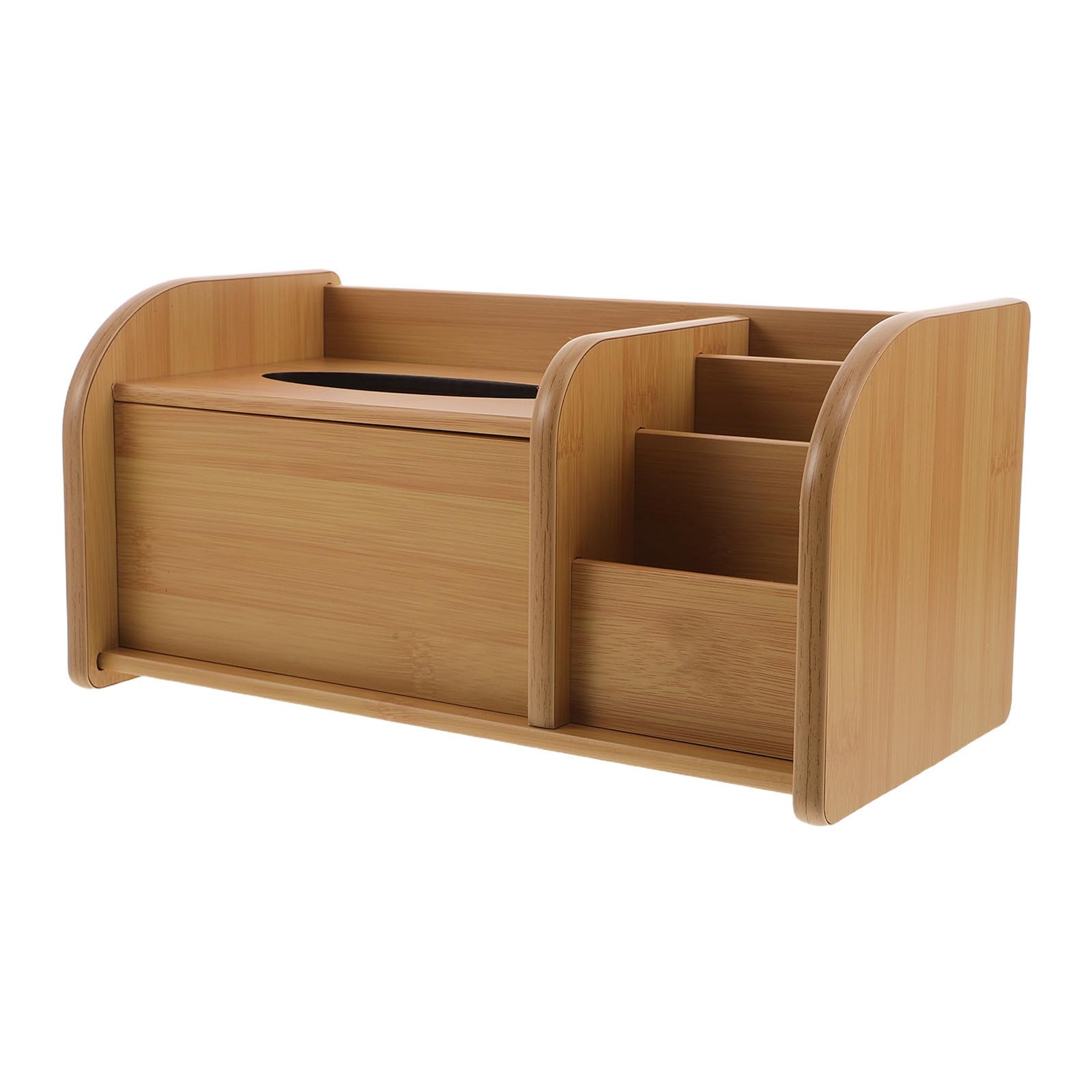 Rangement pour piles et téléphone avec étagère à mouchoirs en bois
