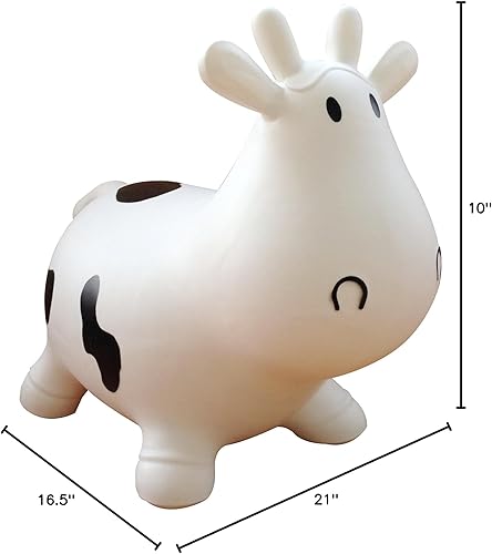 Miniatura 7 de Vaca saltarina blanca con bomba de mano inflable animal saltarín para montar