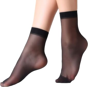 MANZI 12 Pairs Nylon Pantyhose Socks Ankle Sheer Hosiery