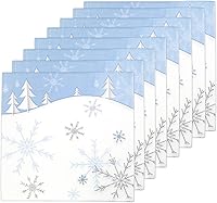 Vista 2 de Servilletas de Copo de Nieve, Servilletas Desechables de Papel para Almuerzo Navideño Decoraciones de Fiesta Temática de Nieve Azul, Servilleta