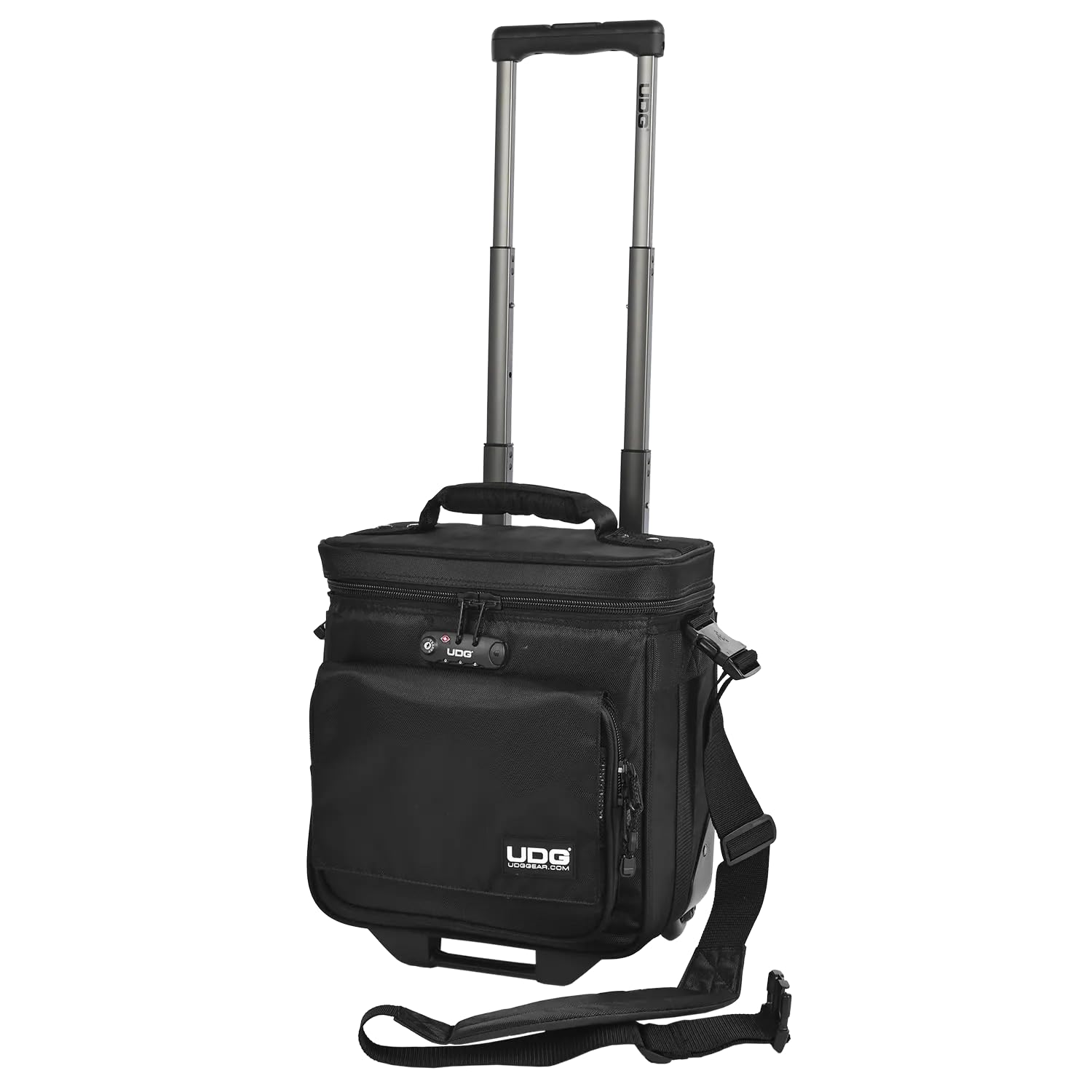 UDG Ultimate Trolley To Go Black Borsa con Trolley porta vinili con maniglia a scomparsa, Nera
