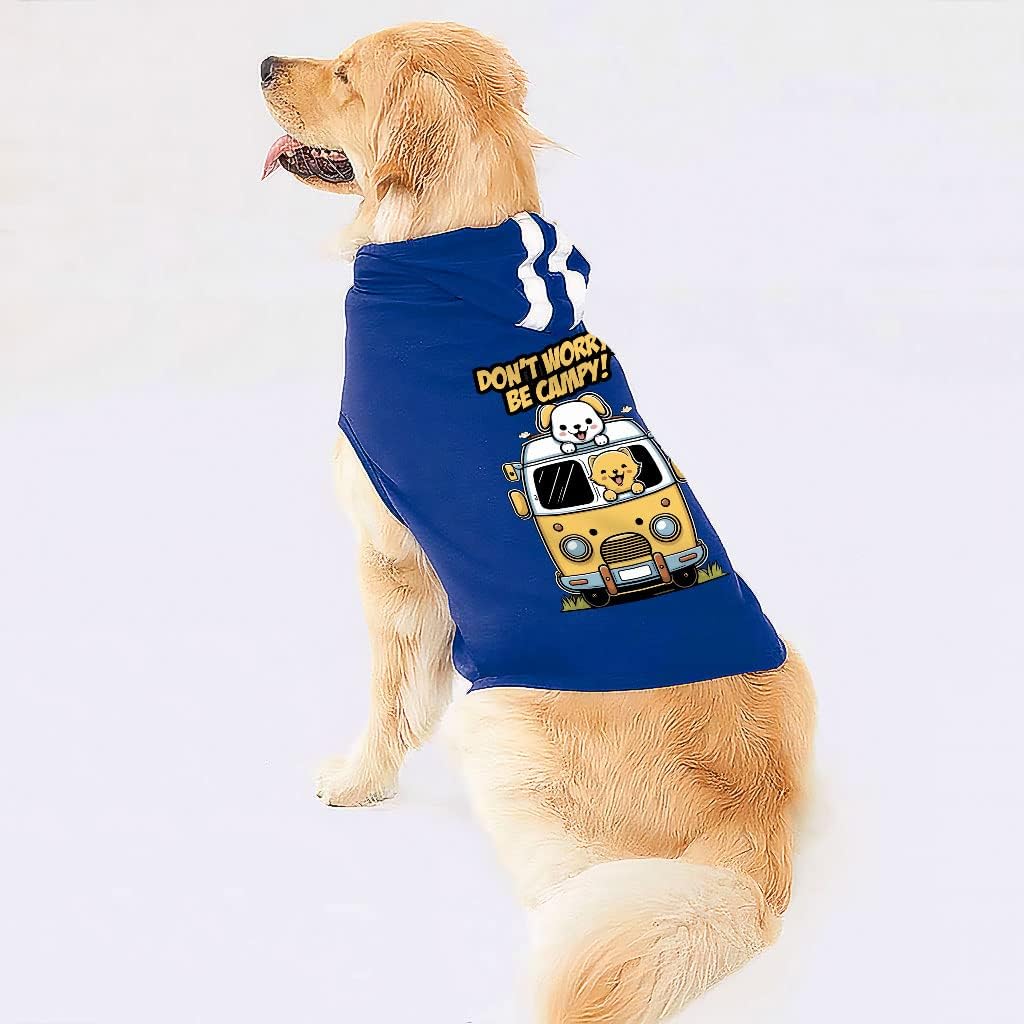 Funny Camping Dog Shirt with Hoodie - Cute Cartoon Dog Hoodie - Graphic Dog Clothing - Black White, XL