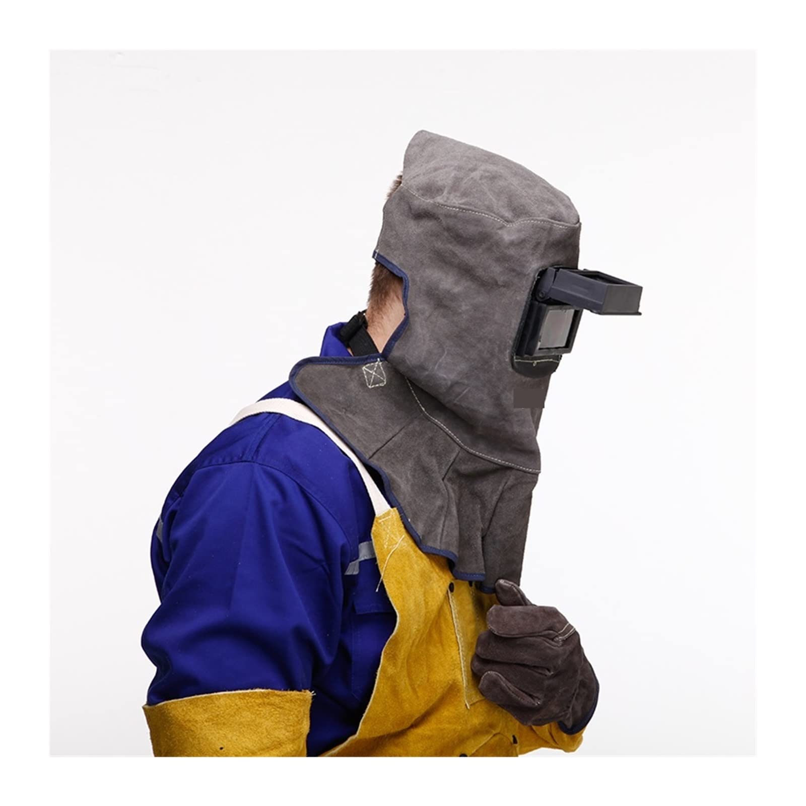 Máscara de casco soldadura cuero lente solar cubierta transpirable mascarilla protección seguridad for soldador(CKB-3001-YJP)