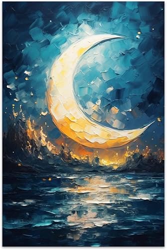 Miniatura 11 de COTAIL Lienzo sin marco para decoración de pared de dormitorio, oficina, 18 x 12 pulgadas, decoración de pared de pavo real azul para sala de estar