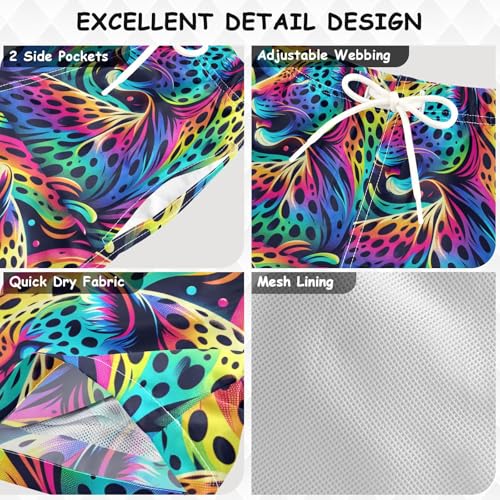 Rainbow Leopard Boys Swim Trunks Toddler Shorts Swimwear Boardshorts3