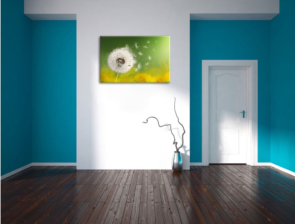 Pixxprint Löwenzahn Samen, Größe: 120x80cm, Leinwandbild, fertig gespannt, Wandbild, Dekoration, Kunstdruck, kein Poster