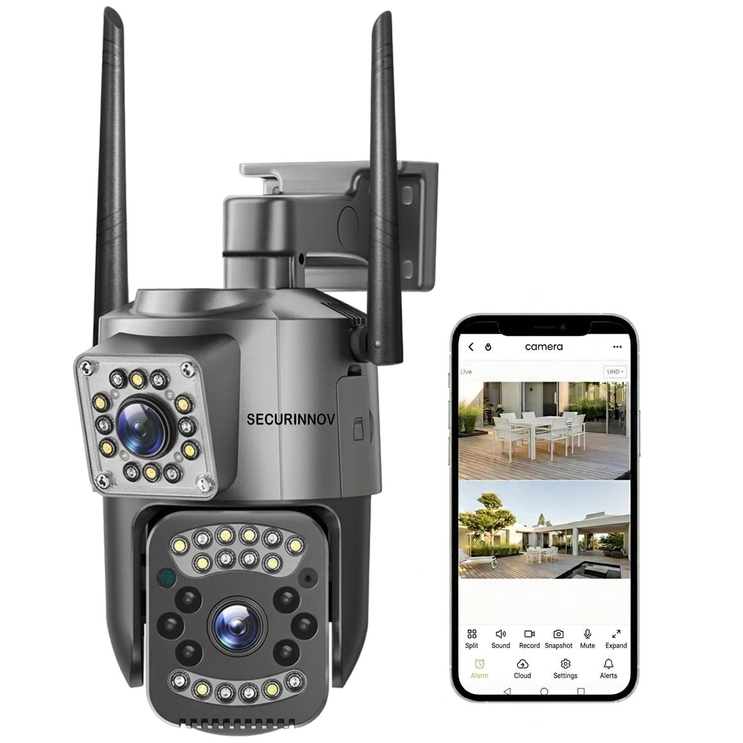 securinnov 6MP WiFi Dual Lens Outdoor PTZ CCTV Camera | 360° Rotation | Full HD | Color Night Vision | Two-Way Audio | Wireless Home Security Camera with Mobile App V380 Pro (Dual Lens PTZ)-image-34