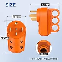 Vista 9 de Nilight Enchufe de repuesto para autocaravana de 50 amperios, 125/250 voltios, macho con mango ETL listado NEMA 14-50P para caravana, autocaravana