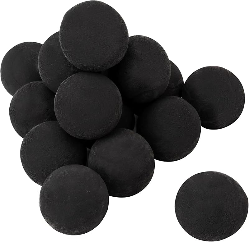 Skyflame Bolas de cerámica para hoguera, juego de 15 piedras redondas para fuego | Bolas de chimenea de gas de 3 pulgadas, negras, uso interior y exterior, resistentes al calor, sin grietas, sin humo, reutilizables