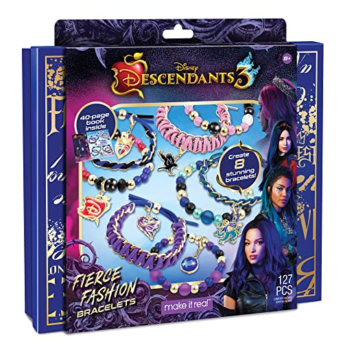Make It Real Disney Descendants 3 Fierce Fashion Jewelry Kit - DIY Bead & Charm Bracelet Making Set, Includes Supplies, Beads, Charms, Descendants Book - Create 8 Bracelets, for Ages 8 by Make It Real - Used condition - US$8.36
