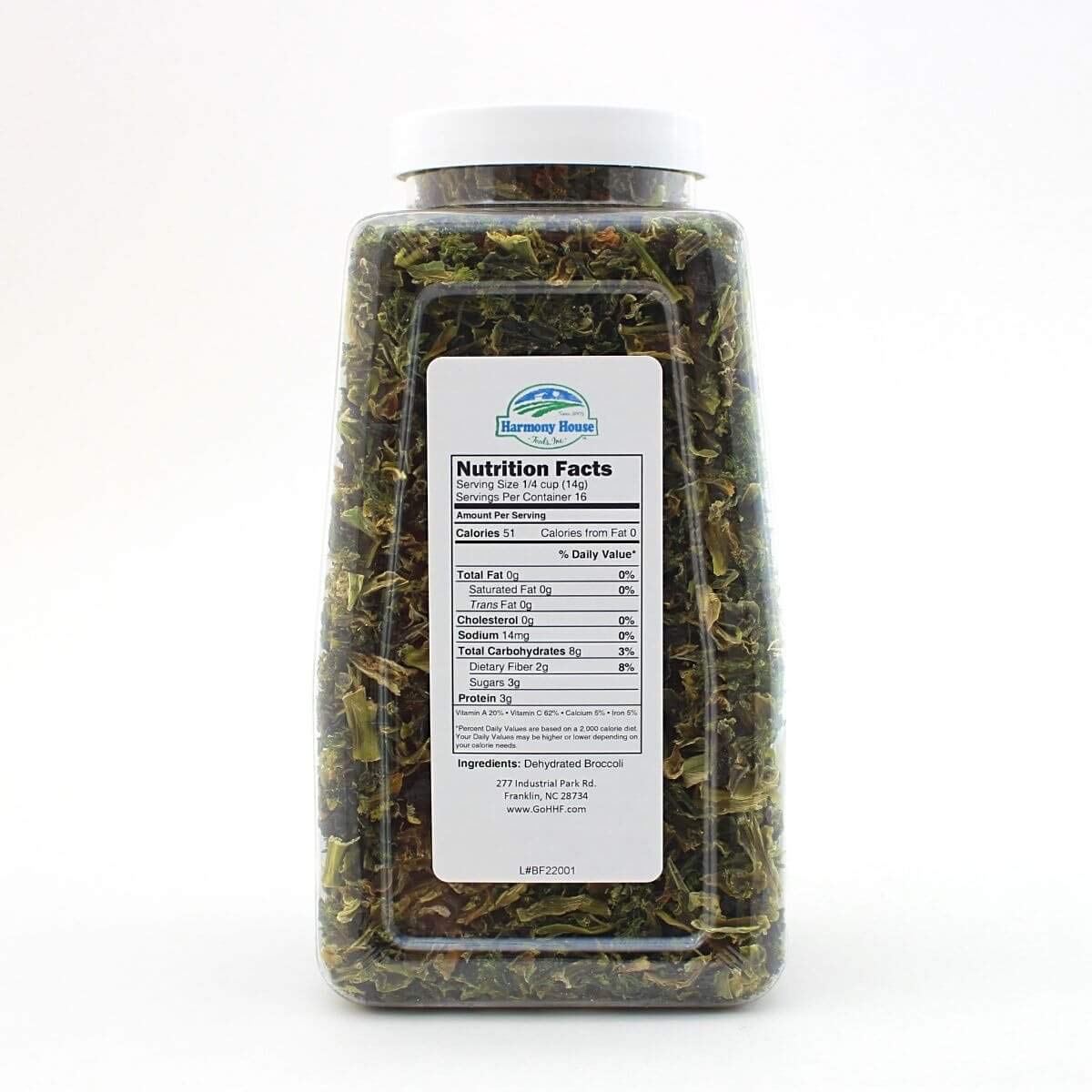 Harmony House Foods Dried Broccoli Flowerets (8 oz, Quart Size Jar) for Cooking, Camping, Emergency Supply, and More