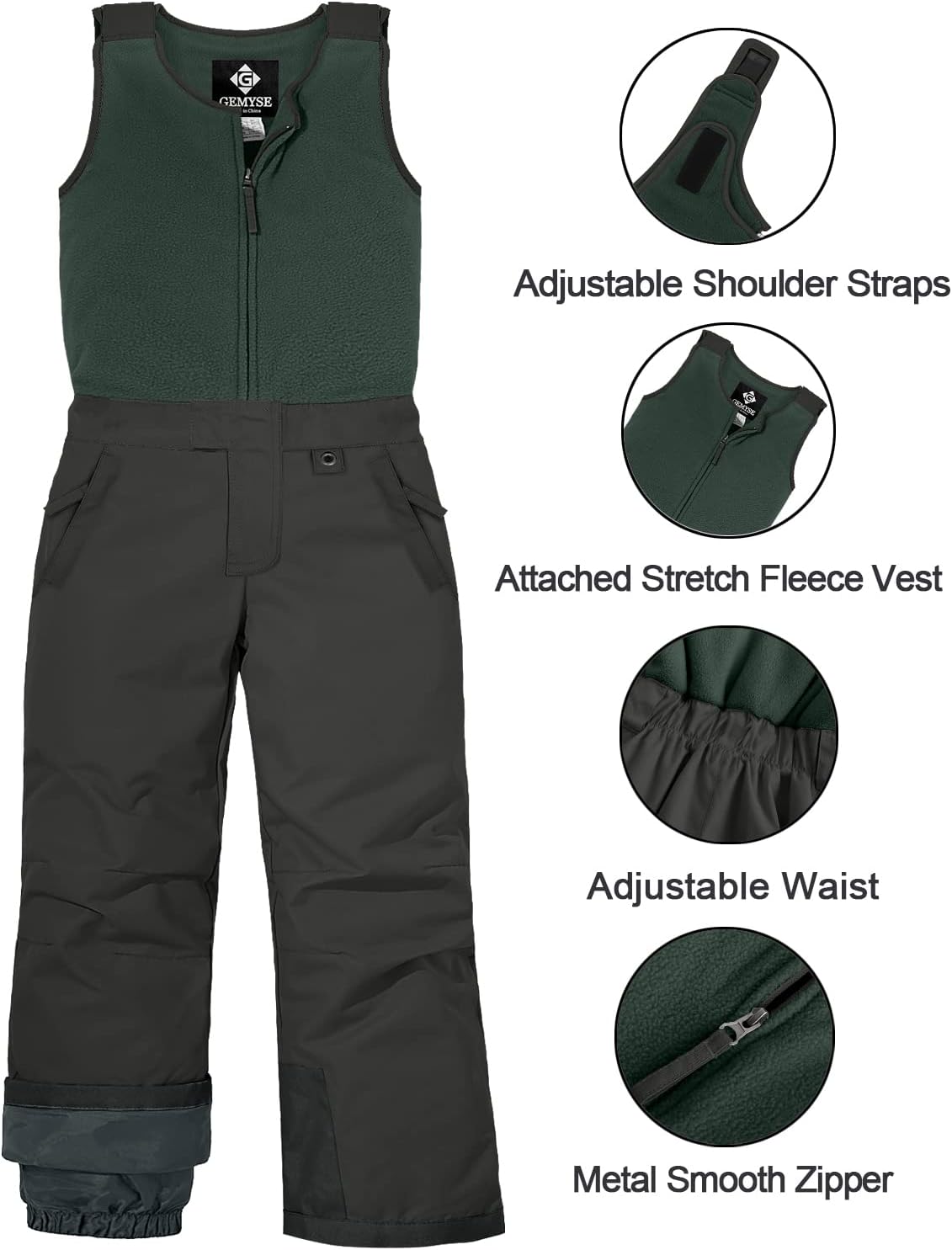 GEMYSE Kids Snow Ski Pants Insulated Waterproof Skiing Pants Boys Girls' Windproof Warm Snowboarding Pants