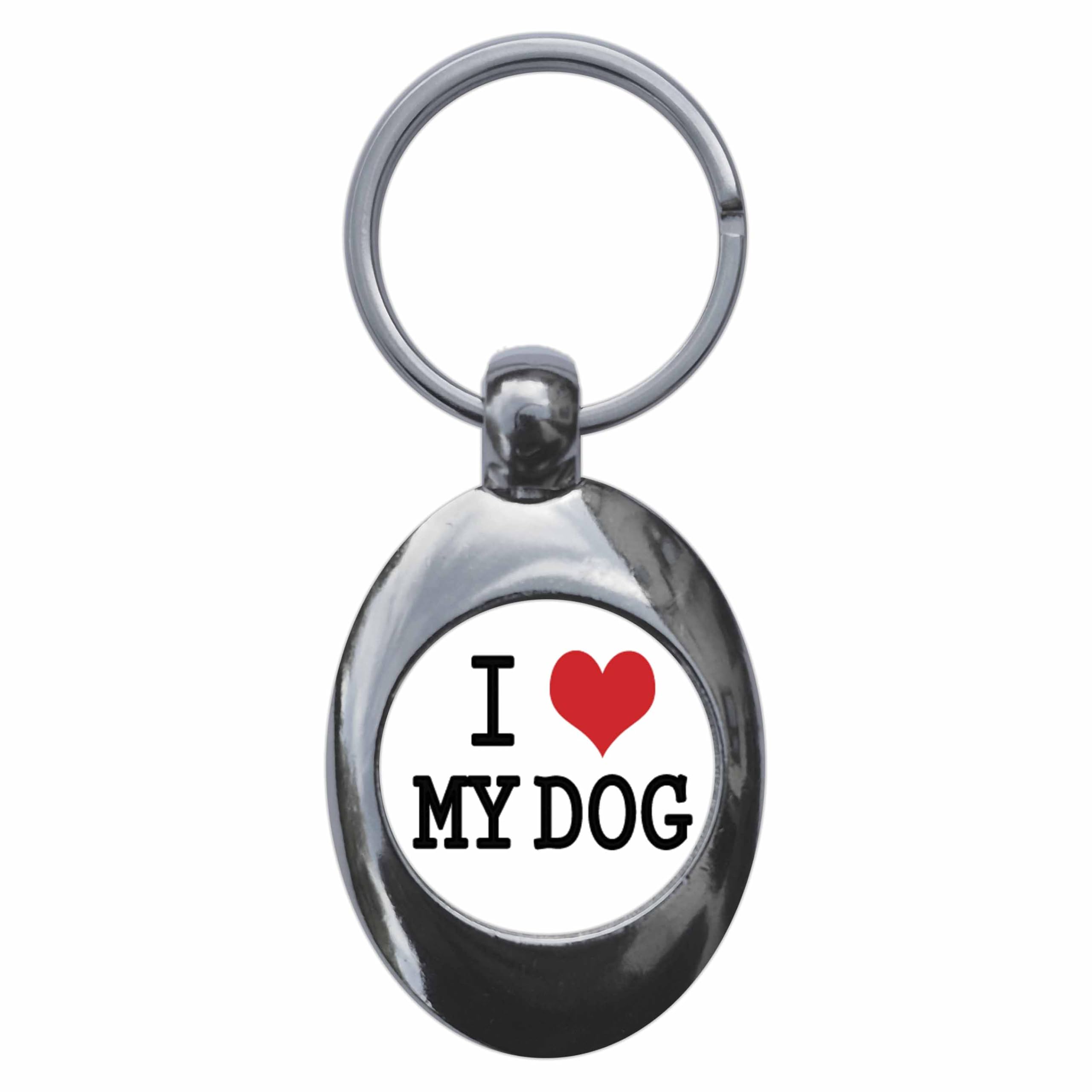 Ozorath I Love Heart My Dog Keyring Keychain Key Ring Chain With Trolley Coin