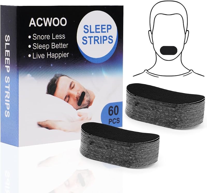 ACWOO Szájszalag Alváshoz, 60 db Horkolás Elleni Szájtapasz, Ovális Alvási Tapasz, Légzés Javító Szájragasztó