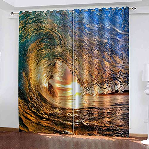 Rideau occultant ocean couché de soleil lot de 2