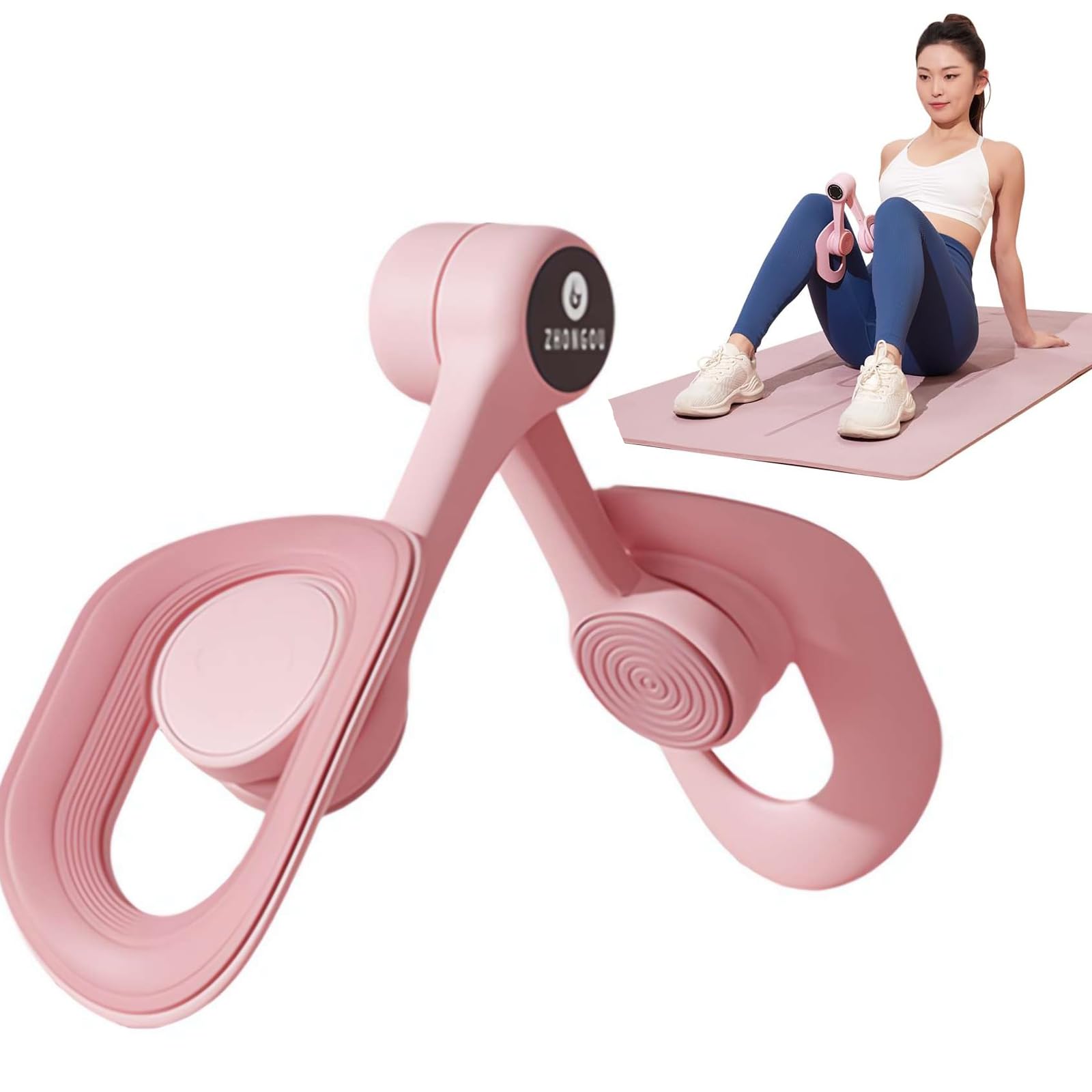 Thigh Trainer, Hip & Inner Thigh Exercise Equipment, Pelvic Floor Muscle Trainer, Automatic Counting, 360 Degree Rotation, Thigh Exercise Equipment for Home (No count pink, 11.81*11.81inch)