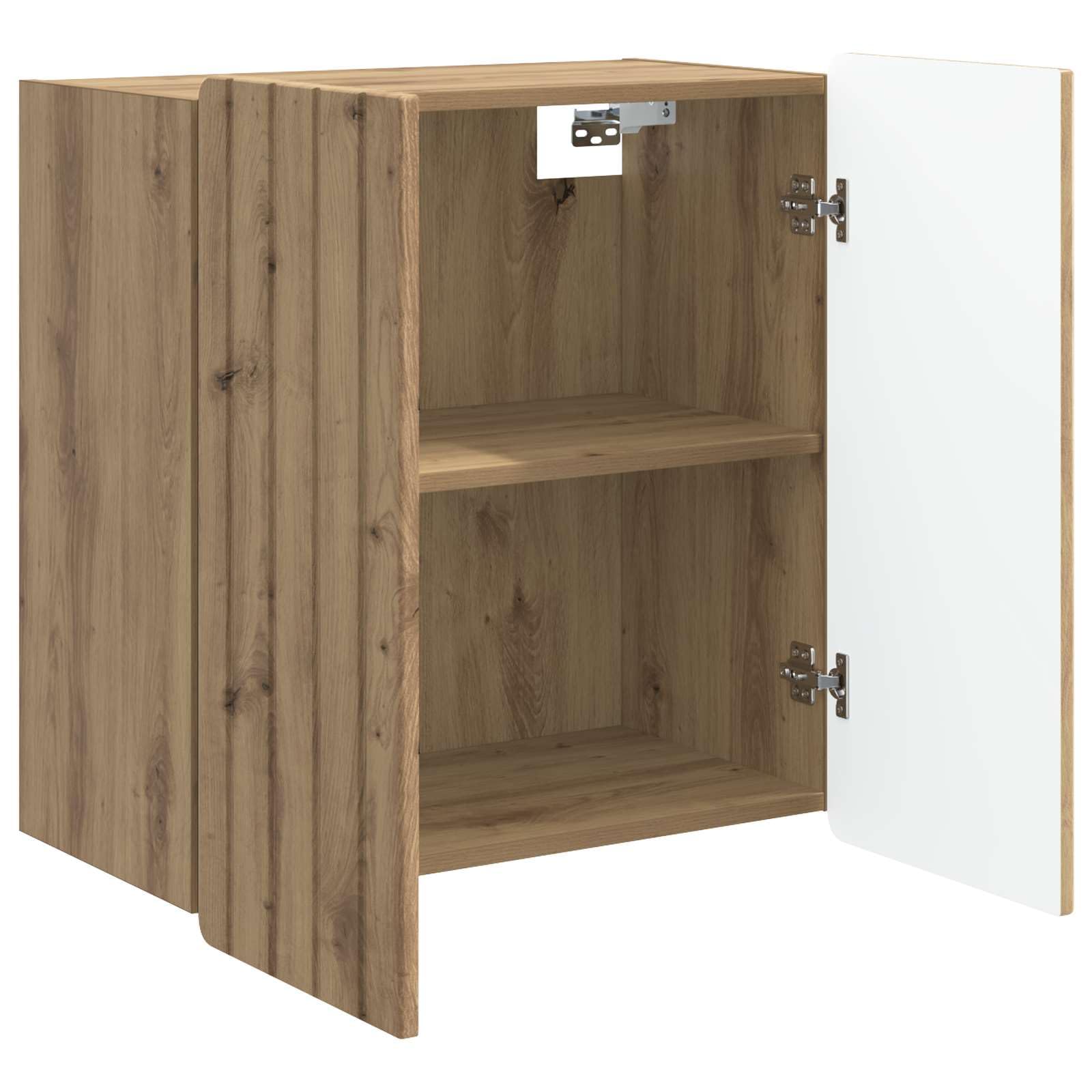 Armadio da parete in rovere Artisan, 59 x 31 x 64 cm, moderno pensile in legno con 2 ante e ripiani, elegante armadio per soggiorno e corridoio
