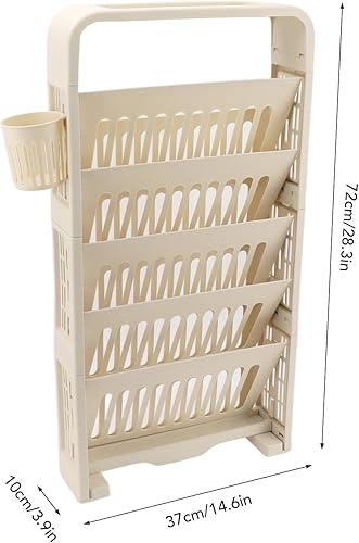 Miniatura 7 de Estantería de almacenamiento para libros de 6 niveles, estantería extraíble y única, carrito de almacenamiento delgado para libros, estante de