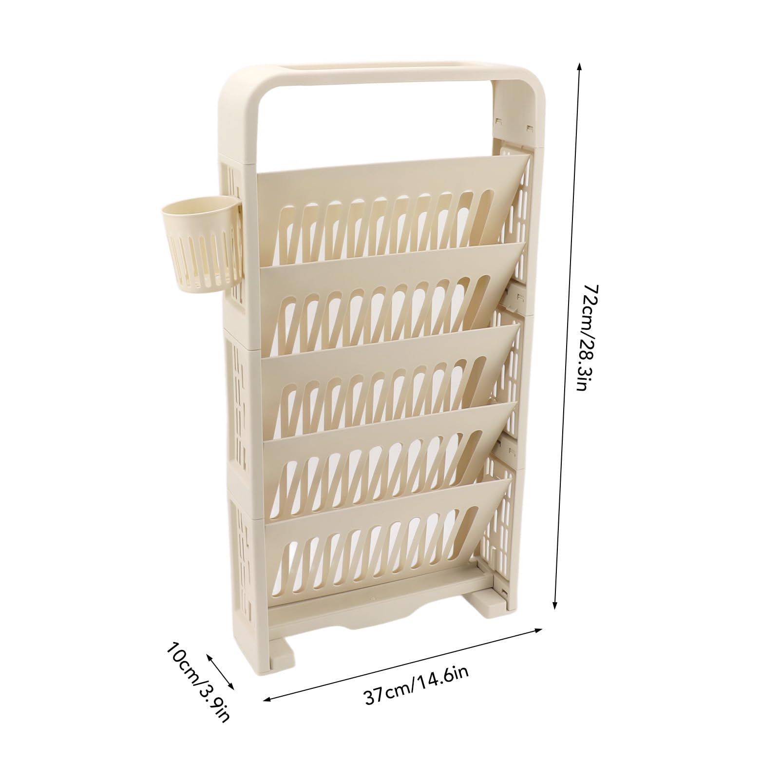 Fockety Carro de estantería móvil de 6 Niveles, Organizador de Archivos, Soporte para Papeles, Estante para Libros, Carro de Almacenamiento para Archivos de Oficina, Escuela, Sala (Crema)