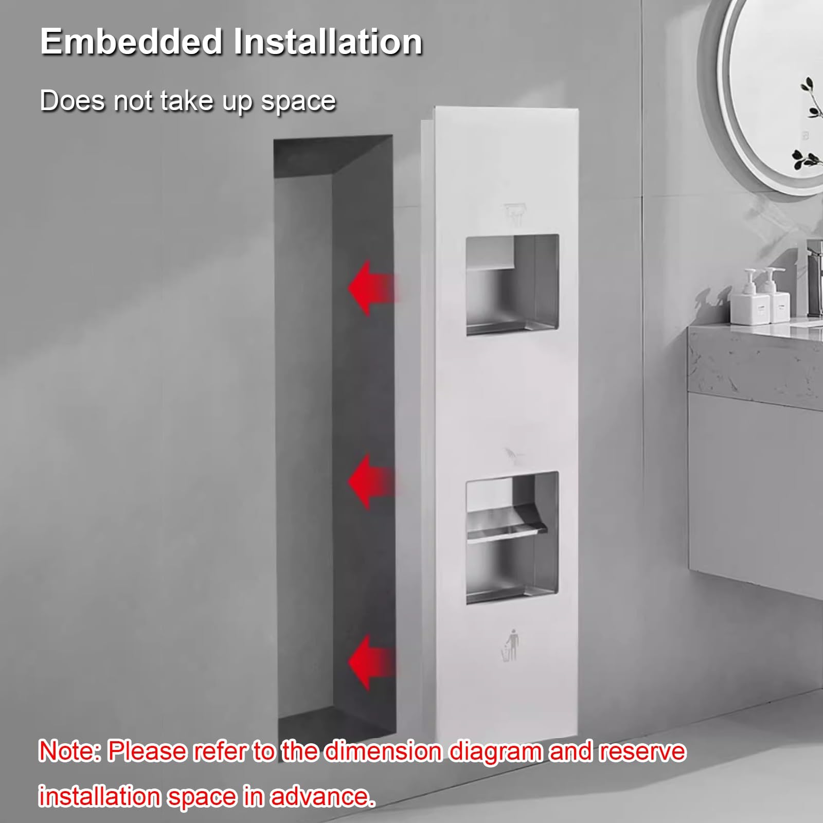 Dispensador Papel Secamanos con Cubo Basura, Dispensador de Papel de Manos en Acero Inoxidable 304, Papelera Cocina, para Uso Doméstico y Comercial(Gold,750x310x150mm)