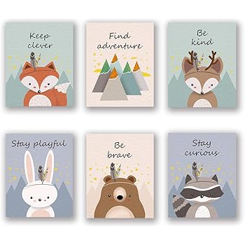 woodland animal canvas wall art