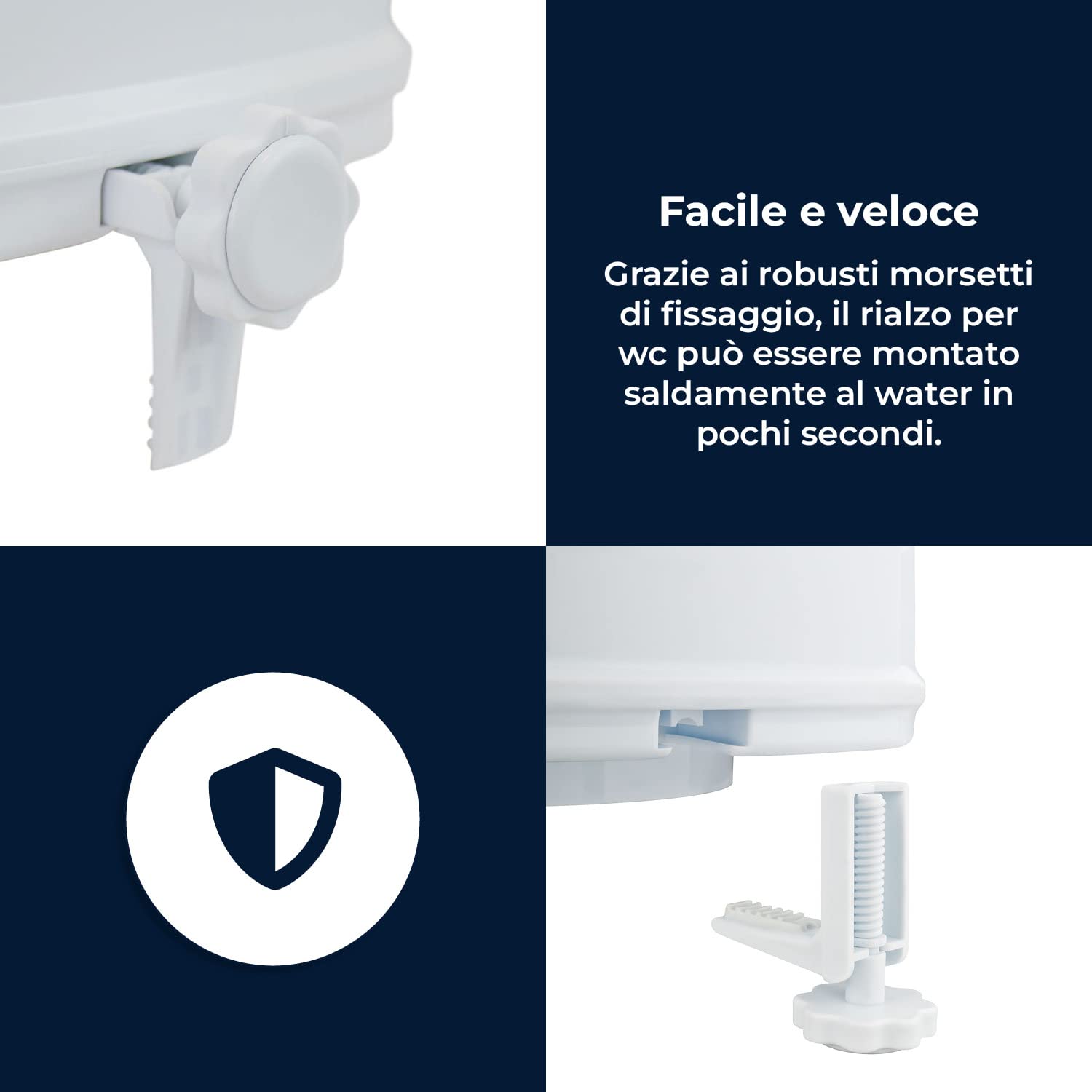 flexilife - rialzo water per anziani - universale - ausilio wc con coperchio - per disabili (15 cm)