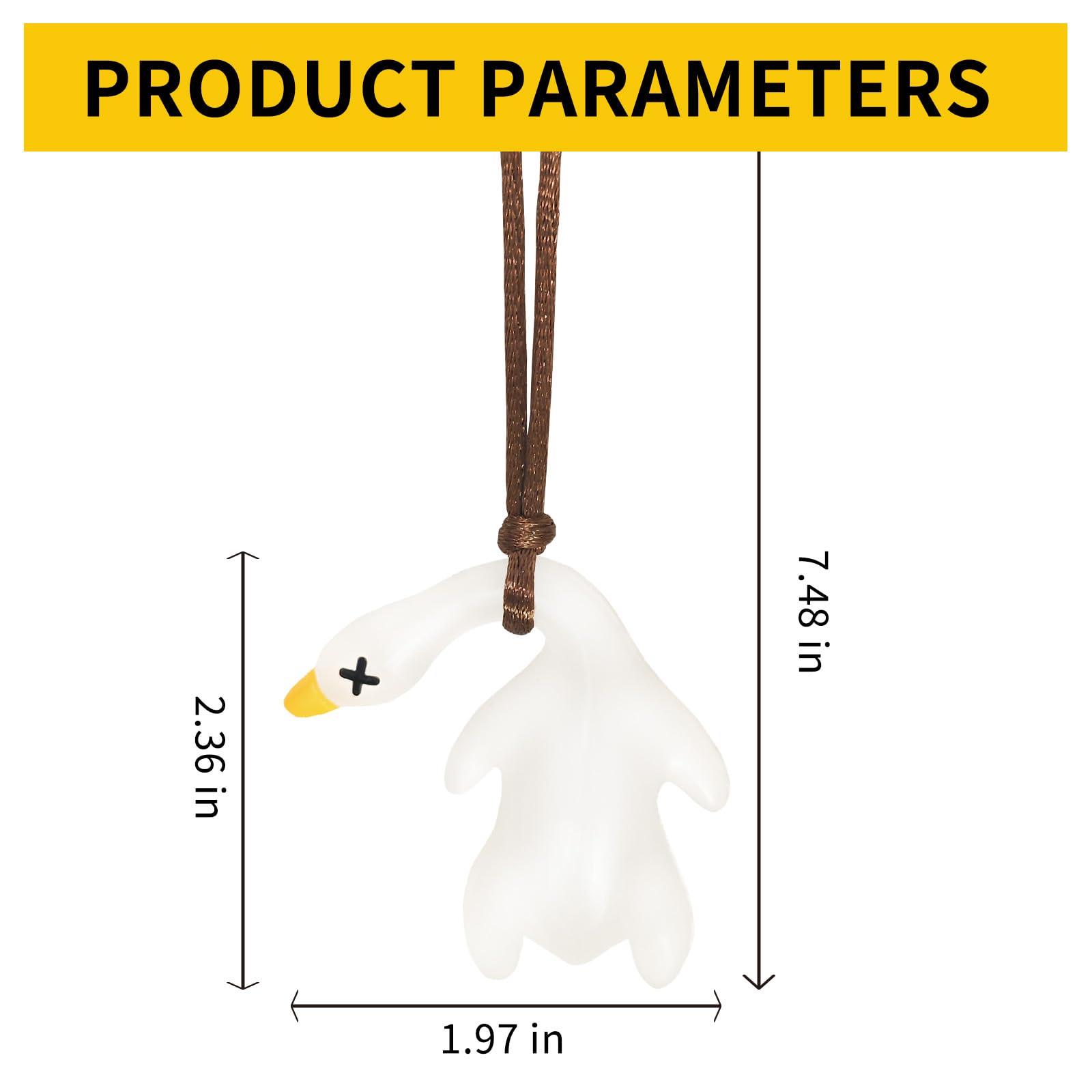 Color Changing Duck Pendant, UV Light Reactive, White to Orange, 2.36 x 1.97 x 7.48 inches (1, white)