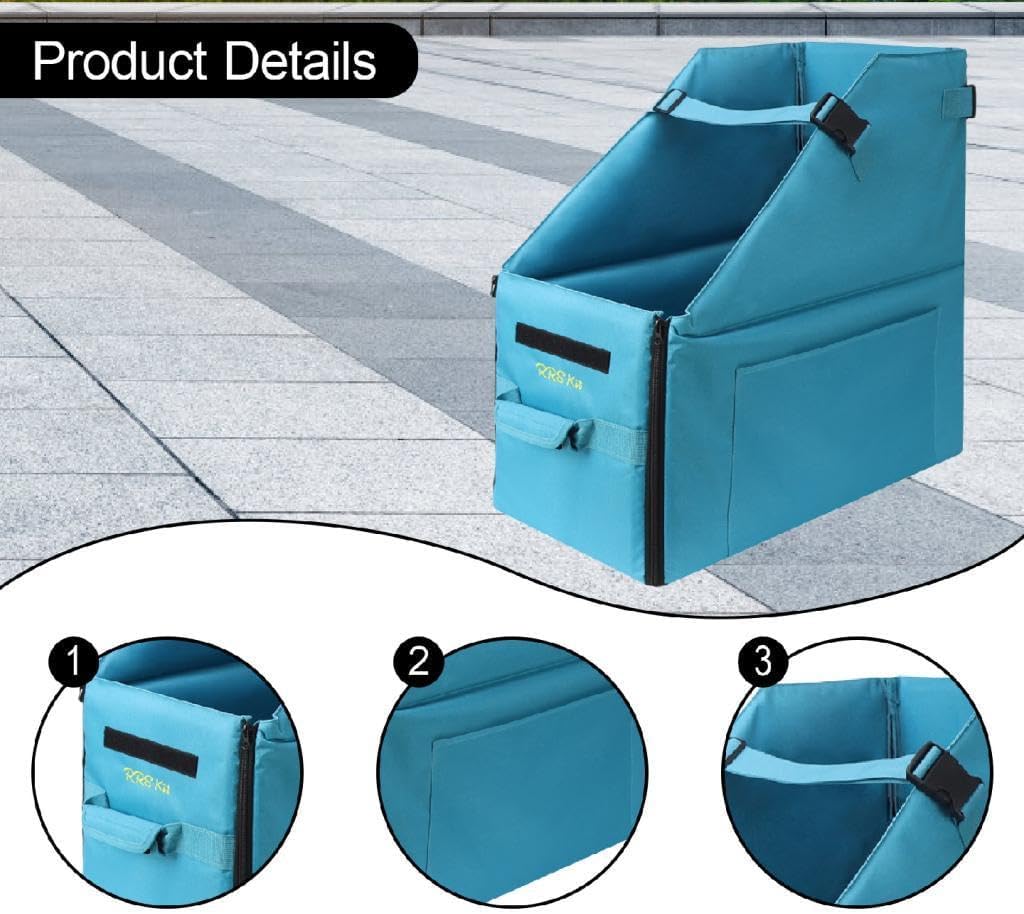 Folding Bike Storage Box,Bicycle Organizer Carrying Zipper Carrier Travel Case with Dust Cover for Outdoor Cycling, Bright Blue