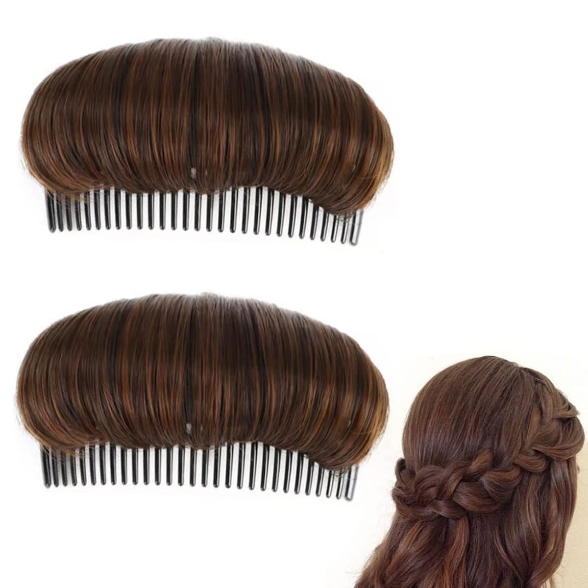 2 Pieces Hair Bun Invisible False Hair Clip Bump It Hair