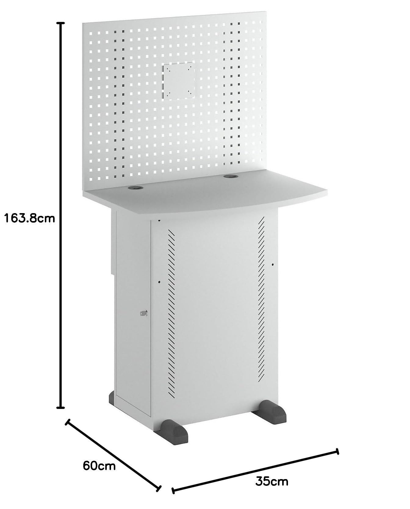 EUROKRAFT | Armoire pour Ordinateur | avec Plan de Travail et paroi perforée | Gris Clair
